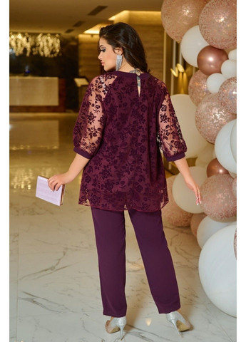 Костюм брючная двойка, с туникой трапецией, мод ИТ 1194 фуксия, размер 58-60 No Brand (355469719)