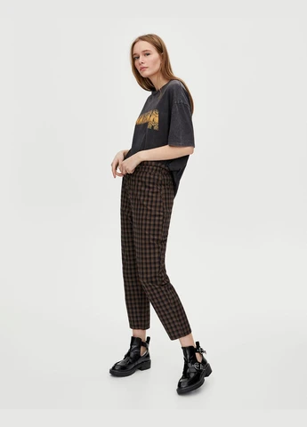 Брюки демісезон,чорний в клітку, Pull & Bear (283300019)