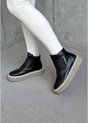 Жіночі зимові черевики з натуральної шкіри чорного кольору InFashion Черевики-хайтопи (364930916)