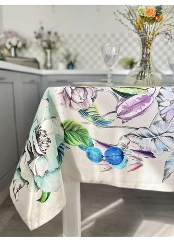 Скатерть с водоотталкивающим покрытием MANTEL LICHI, 150x150, Квадратная, Цветочный, С водоотталкивающим покрытием, 75% LiMaSo (390488311)