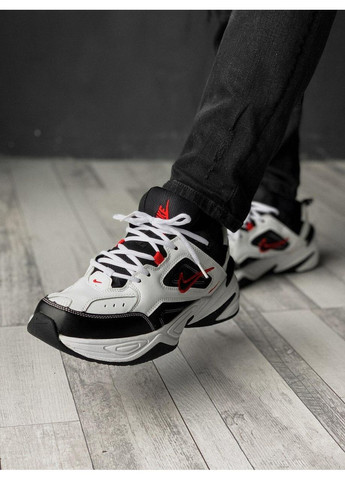 Черные демисезонные кроссовки мужские nike m2k tekno black white «red logo» найк м2к текно No Brand