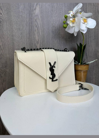 Жіноча міні сумочка клатч на плече з ланцюжком, маленька сумка екошкіра молочна (sku_1234) No Brand (330575751)