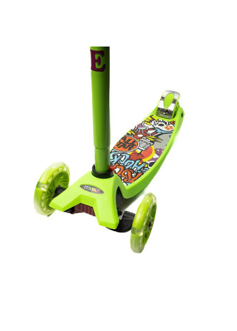 Самокат детский трехколесный MAXI JR 3-055-1-GR со светящимися колесами, руль регулируемый, Салатовый iTrike (338854697)