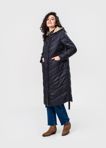 Чорна стьобане пальто модель Ziai 20494
