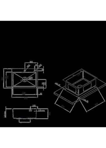 Кухонна мийка 4-в-1 (комплект) Handmade PVD чорна HS 5448 (3.0/1.0 мм) Kraft (347324541)