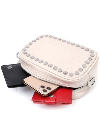 Шкіряна сумка з декором із металевих кнопок Vintage біла (sku_22334) No Brand (329853290)