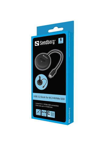 Докстанция USB3.2 Type-C -->SSD M.2, NVMe, M Key Sandberg (315799049)