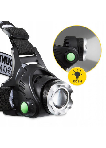 Ліхтар налобний LED 350 lm акумуляторний, заднє червоне світло Black (P-5907739318336) Mountain Goat (357133010)