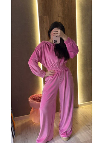 Женский велюровый комбинезон с капюшоном и акцентом на талии. MonCher комбинезон-брюки розовый повседневный велюр