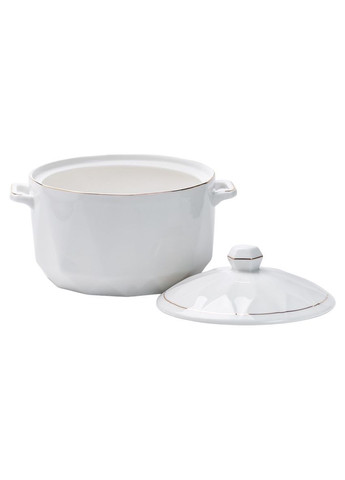 Супниця з кришкою та ручкою 1 літр біла керамічна для подачі супів та рагу посуд для кухні ProDobro (364191981)