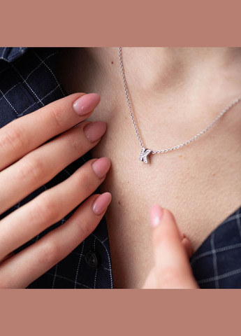 Серебряное колье с буквой К с фианитами 1103 К 45 Oniks (264392744)