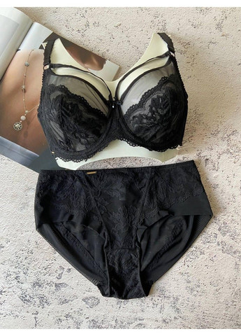 Чорний жіноча чорна білизна комплект на чашку d з портупеєю Lanny Mode