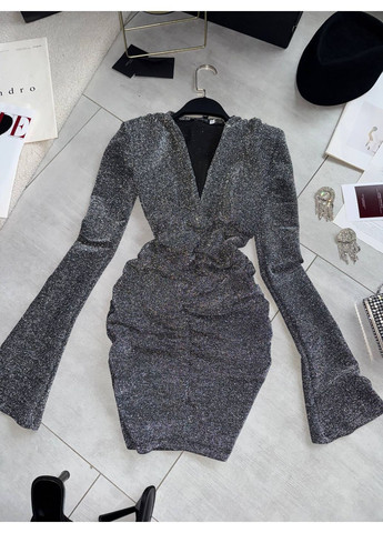 Черное праздничный, повседневный, вечернее, кэжуал женское платье силуэтная No Brand однотонное