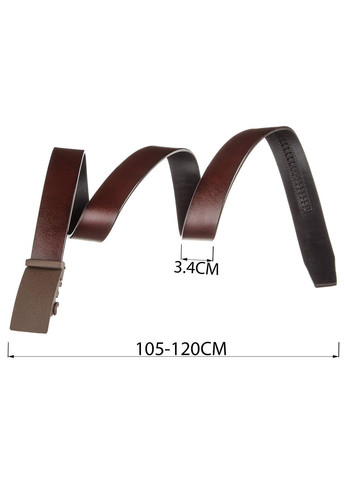 Ремінь з натуральної шкіри з матовою автоматичною пряжкою коричневий 20217 Vintage (329195723)