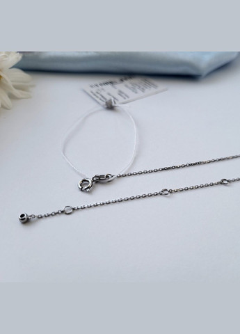 Срібний ланцюжок кольє з підвіскою Овал с Хризолітом 40 см срібло 925 проби Родоване 1457 1.99г No Brand (309013012)