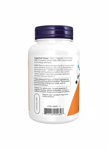 GABA 750 mg - 200 vcaps Now Foods (380964472)
