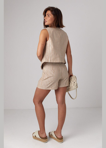 Женский летний костюм с шортами и жилеткой в полоску Lurex (296889437)