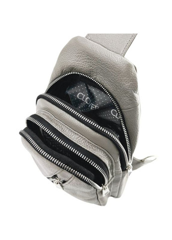 Сумка шкіряна через плече, Слінг, блискавка (Сірий) LQ 816590ж (297743530)