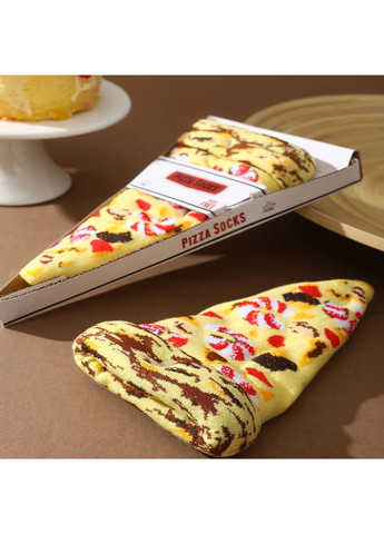 Жовті подарункові шкарпетки "скибка піци", 1 пара, у пакованні, унісекс (363042251)