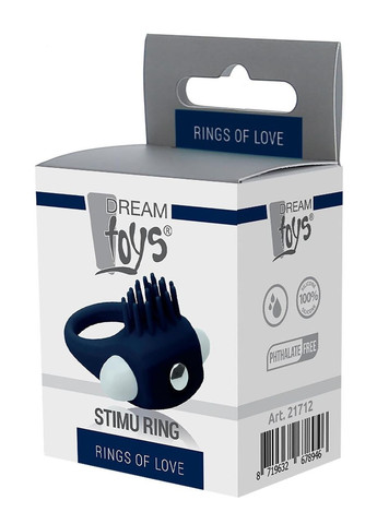 Ерекційне кільце Dream Toys Rings of Love з вусиками, синього кольору Dreamtoys (330617873)