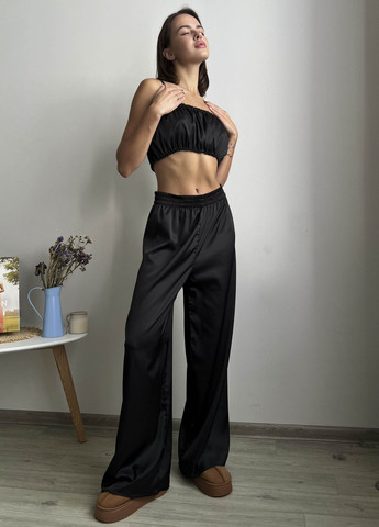 Чорна всесезон шовкова піжама VIDCHUY