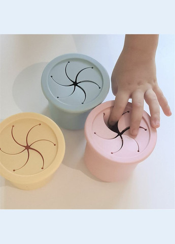 Чашка-контейнер с трубочкой Sip+Snack Aqua Green/Powder Grey, силиконовая, 180 мл () MinikOiOi 101100107 (335973687)