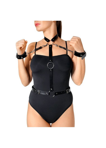 Женская кожаная портупея с наручниками Ursula черная XS-2XL Art of Sex (331149258)