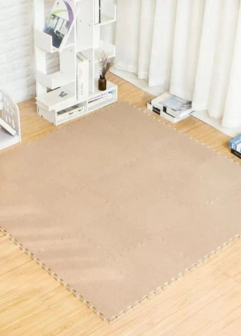 Килимок пазл каремат модульний в дитячу кімнату спальню плюш піна 10 пазлів по 30 см (477463-Prob) Бежевий Unbranded (297438877)