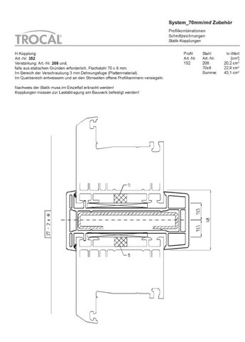 Профиль Связующий Фасадный для ПВХ-режимов арт. 352 TROCAL (363329598)