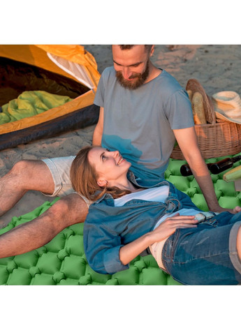 Надувной коврик каремат с подушкой встроенным насосом для туризма походов кемпинга 225х70 см (477779-Prob) Зеленый Unbranded (299869874)