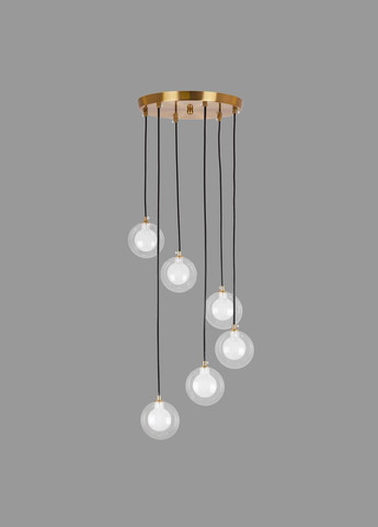 Бронзовая люстра с двойными плафонами на 6 ламп (61-P1006F-6 BRZ+CLWH 300) No Brand (370070101)