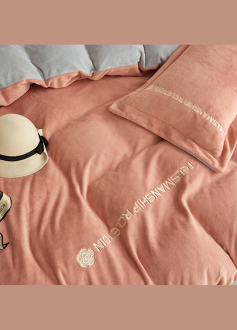 Постільна білизна Євро 200х230 наволочка 50х70 2шт Персиковий (П4К-vik-vishivka-001-01) No Brand (316532037)