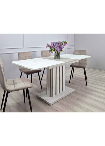 Стіл обідній розкладний LAMAR D/G 80x140(180) Дуб крафт білий / Глиняний сірий Intarsio (372178882)