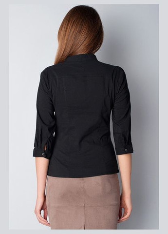 Блуза черная офисная с рукавом 3/4, воротник-стойка Р101 2 Льва (342415089)