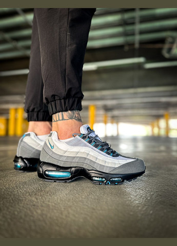 Сірі всесезон кросівки чоловічі nike air max 95 baltic blue gray | найк аір макс 95 сірі No Brand