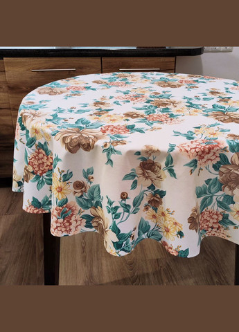 Скатертина на овальний стіл водовідштовхувальна з тефлоновим покриттям та квітковим візерунком 120х160 Maystat (305390562)