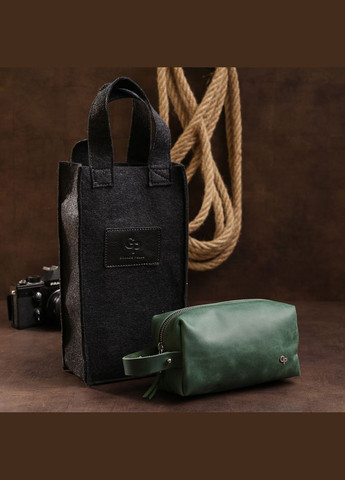 Кожаная косметичка унисекс 11572 Зеленый Grande Pelle (331913517)