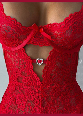 Красный женский боди с открытым доступом с юбкой Simply sexy