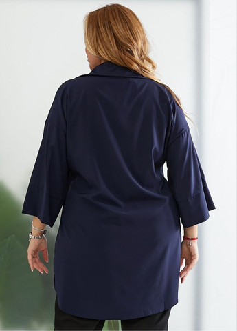 Темно-синя блуза з рукавом 7/8 на гудзиках Allthings