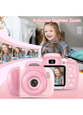 Детская цифровая камера 1080P с двойной линзой, 32ГБ, USB зарядка, 2" IPS экран, розовый China (356460136)
