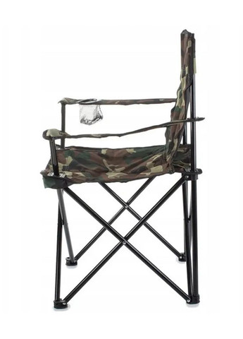Стілець розкладний туристичний для риболовлі та пікніка зі спинкою з підлокітниками та підсклянником з чохлом Камуфляж More Стул раскладной (311667387)