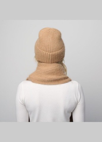 Набор шапка бини + шарф женский ангора коричневый EMILY LuckyLOOK 947-550 (290278143)