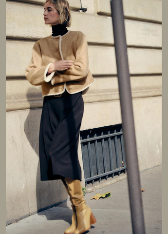 Стильний жакет дублянка Zara жакет дубленка (325866877)