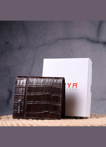 Стильне портмоне для чоловіків з натуральної шкіри з тисненням під крокодила коричневий 21324 Karya (329197054)