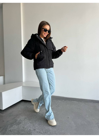 Черная зимняя 🧥 теплая женская куртка евро-зима DK/DL Мода без кордонів