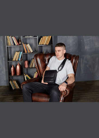 Сумка с клапаном через плече шкіряна чорна TD-20033 Tiding Bag (336551868)