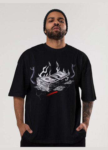 Черная мужская футболка оверсайз urban черная высокая плотность с длинным рукавом Mishe