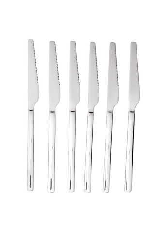 Набір столових ножів 6 штук із нержавіючої сталі сріблясті ножі для столу кухонні вироби ProDobro (364192582)