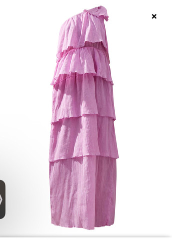 Розовое платье макси легкое на одно плечо PrettyLittleThing