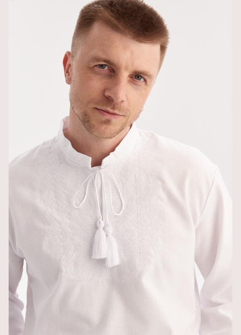 Біла чоловіча вишиванка "зірка" MEREZHKA бязь (322650186)